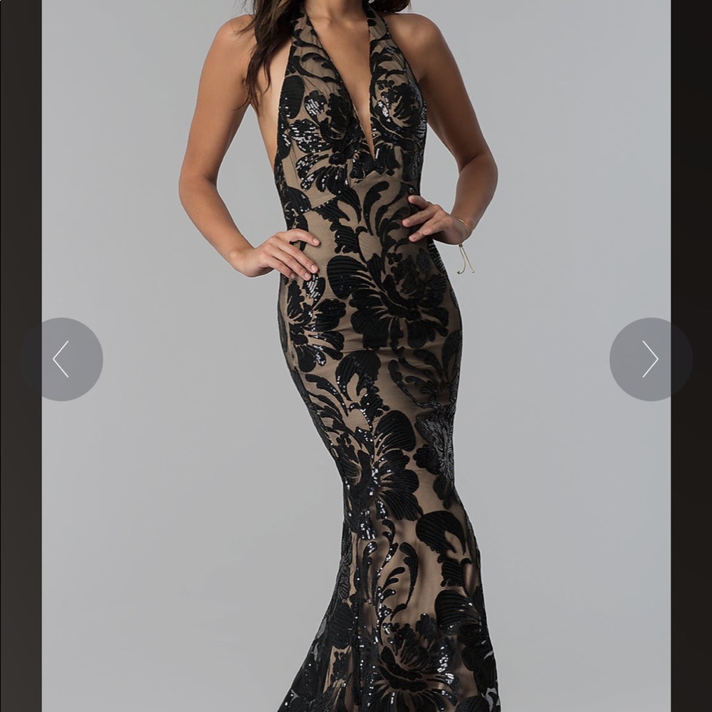 Black open back Prom dress